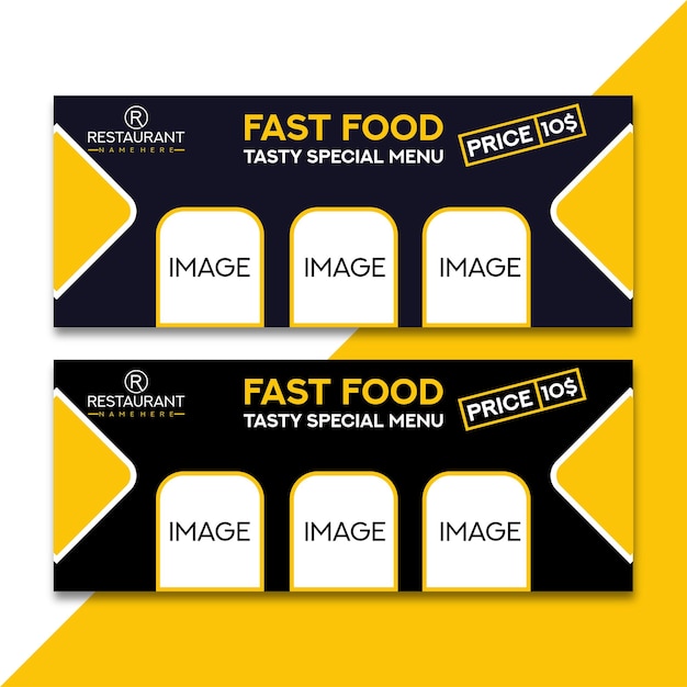 Vector food menu social media banner