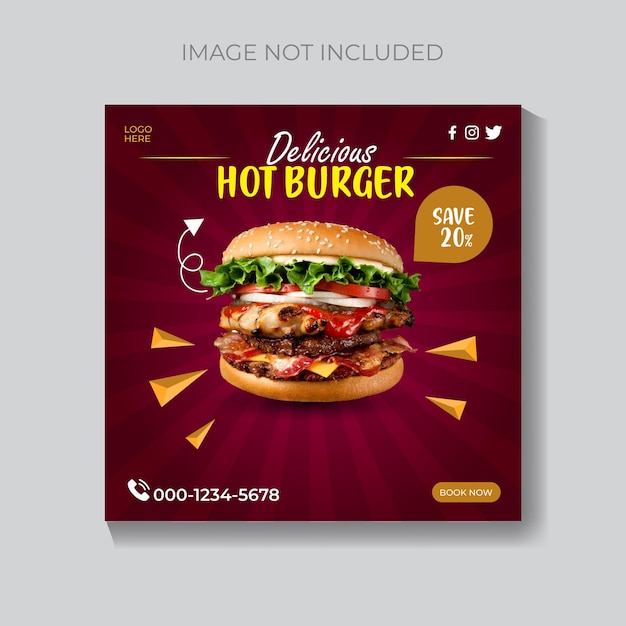 Food menu social media post design vector template