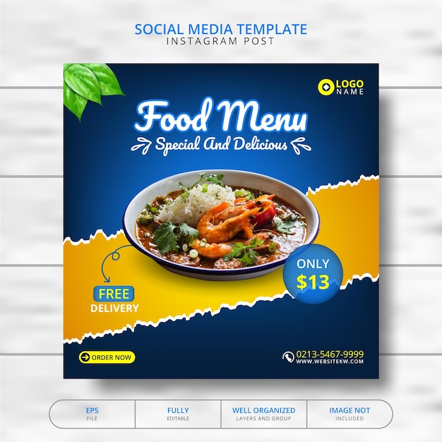 Food Menu Social Media Post Template Promotion