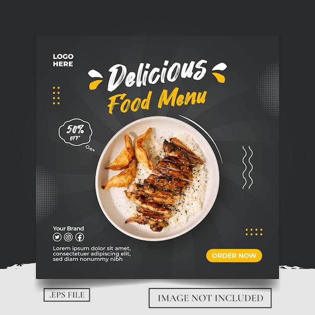 Food Menu Social Media Promotion Banner Post or Flyer Template