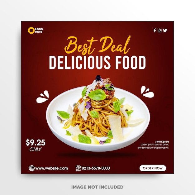 Food menu social media promotion and banner poster design template