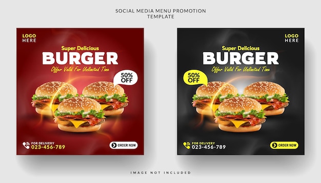 Food menu social media promotion banner