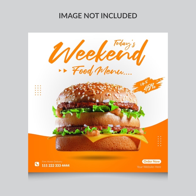 Food menu social media promotion design and Instagram banner post template