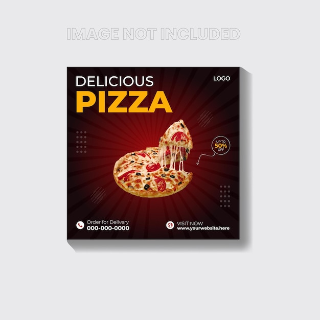 Vector food menu and special delicious pizza social media instagram banner template