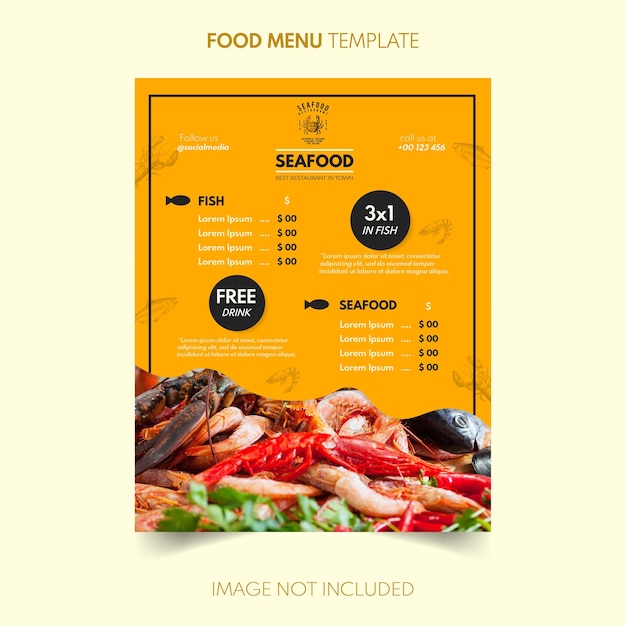 Food menu template seafood