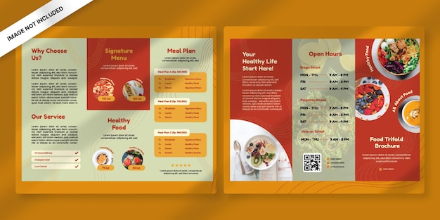 Vector food menu trifold brochure template