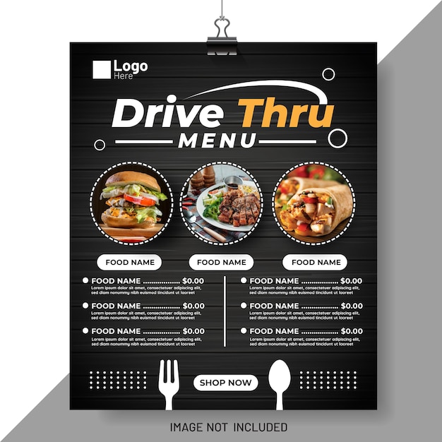 food menu With black wood background