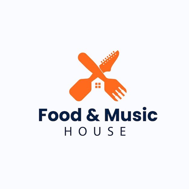 Food Music House logo modern minimal logo iconic logo flat icon logo home icon spoon icon logo