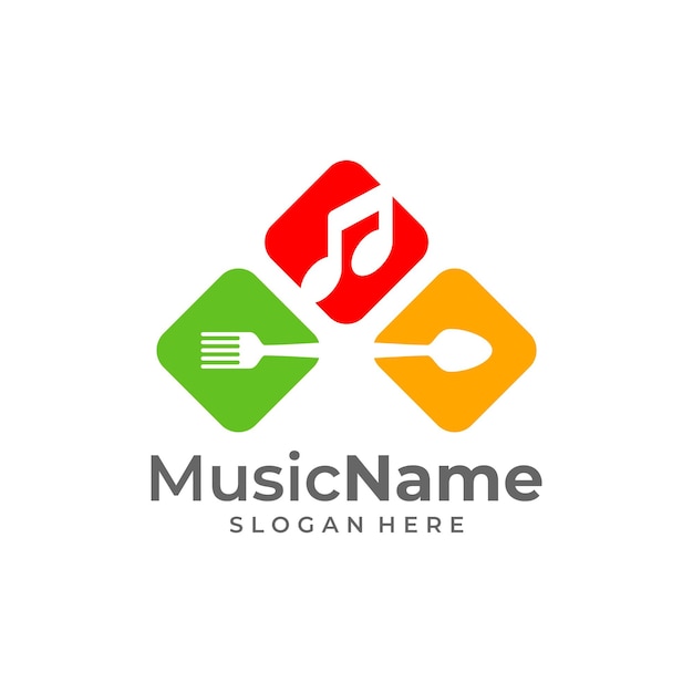 Food Music Logo Vector Music Food logo design template