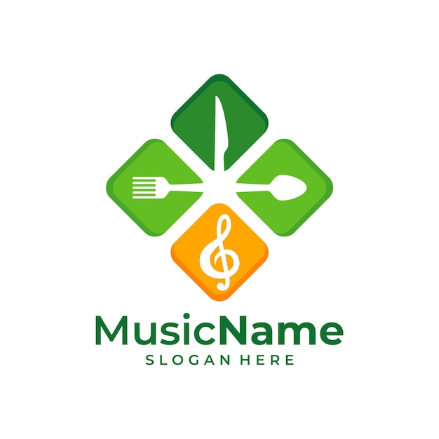 Food Music Logo Vector Music Food logo design template