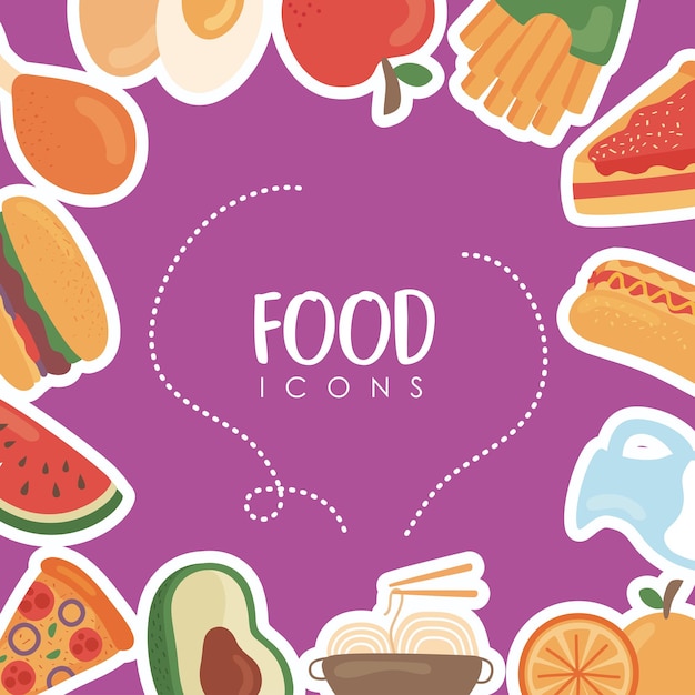 Food nutritive icons frame