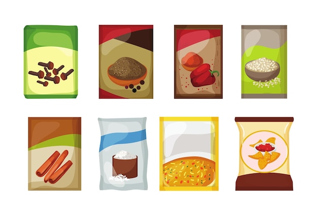 Food Pack set over white background colorful design vector illustration