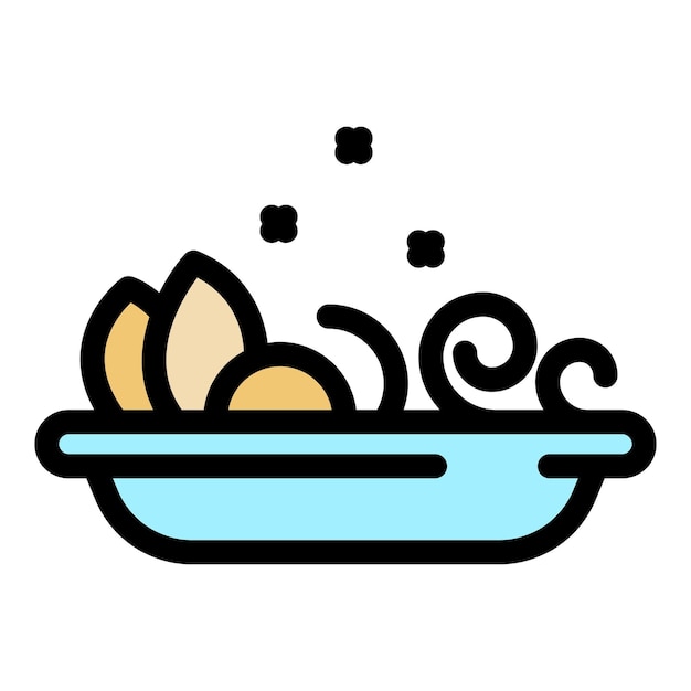 Food plate icon Outline food plate vector icon color flat isolated