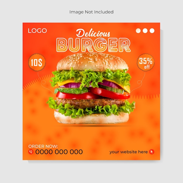 Food Promotion template with photo Social Media Post social media post template for food menu