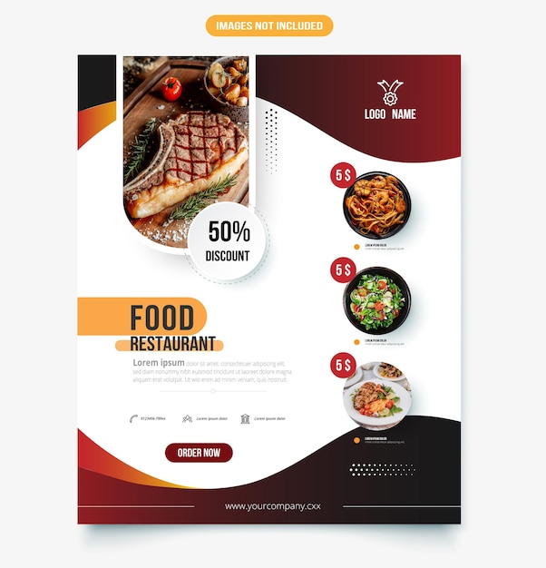 Food restaurant discount poster template