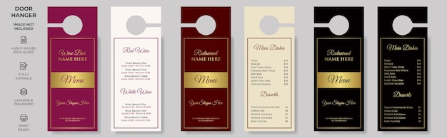 Food Restaurant Door Hanger Modern Door hanger design template do not disturb luxury Wine Menu