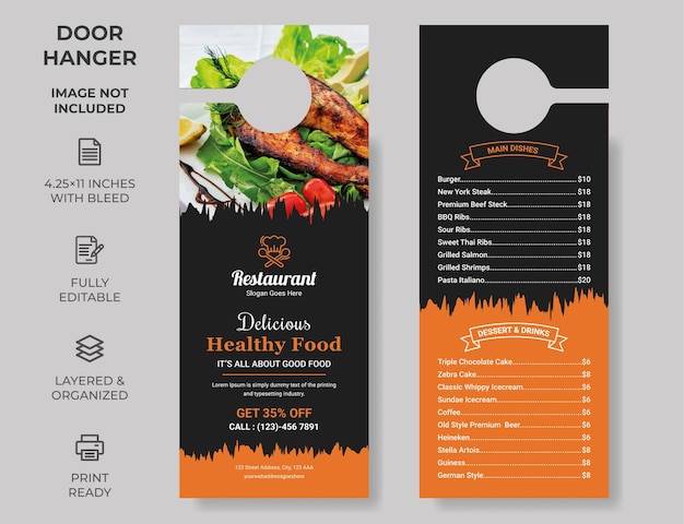 Food Restaurant Door Hanger Modern door hanger do not disturb Door hanger design template