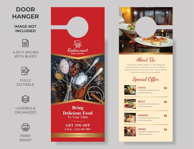 Food Restaurant Door Hanger Modern door hanger do not disturb Door hanger design template