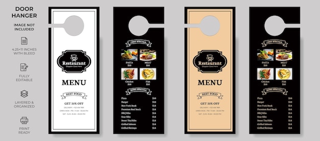 Food Restaurant Door Hanger Vector illustration Modern Door hanger design template do not disturb