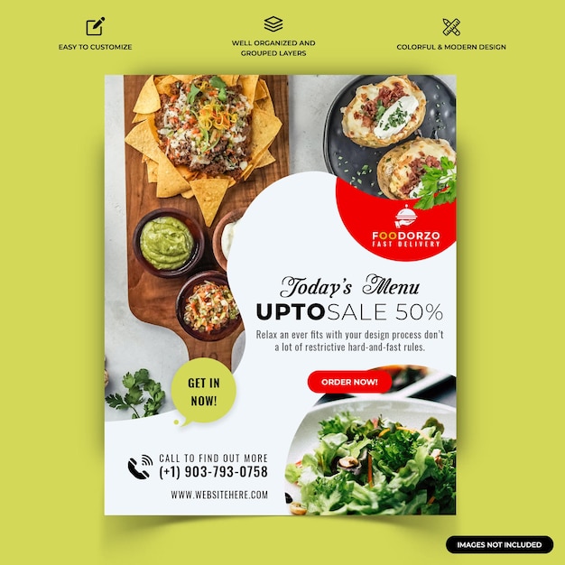 Food and Restaurant Instagram post web banner template vector Premium Vector