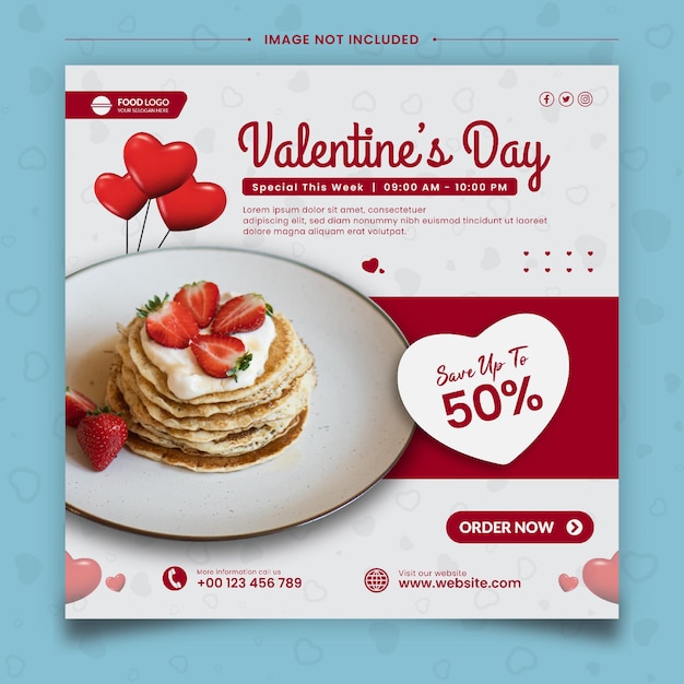 Food and Restaurant Media Social Post Template Valentines Day