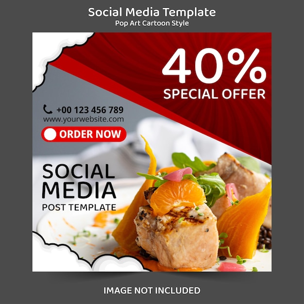 Vector food and restaurant menu social media feed template