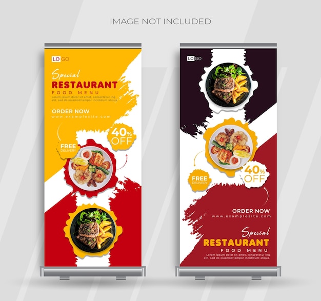 Food and Restaurant roll up banner template design