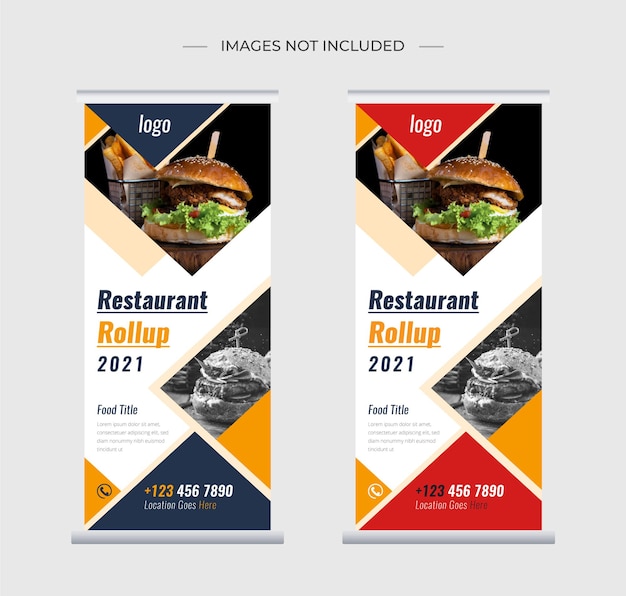 Food restaurant roll up stand banner template design