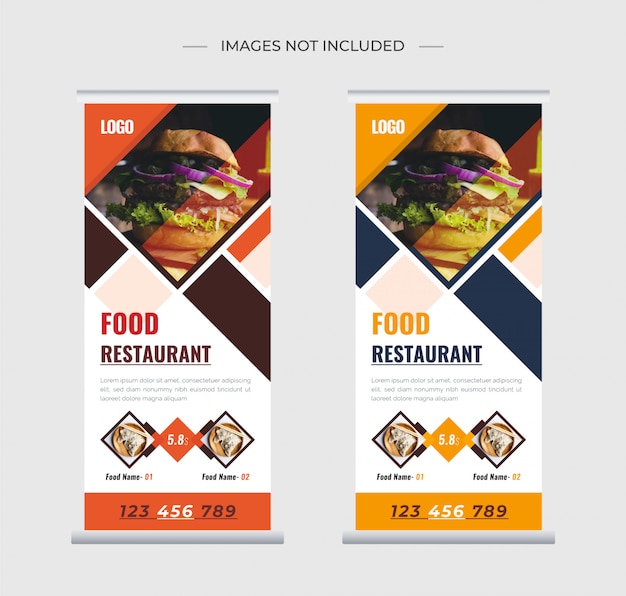 Food restaurant roll up stand banner template