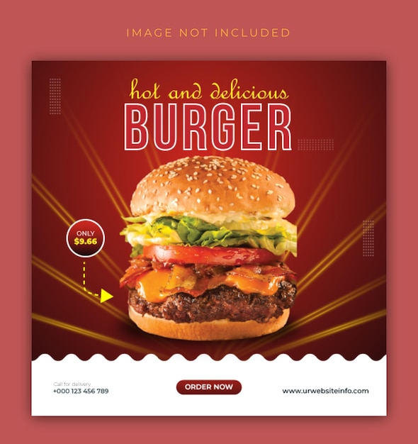 Food and restaurant social media banner post burger design template