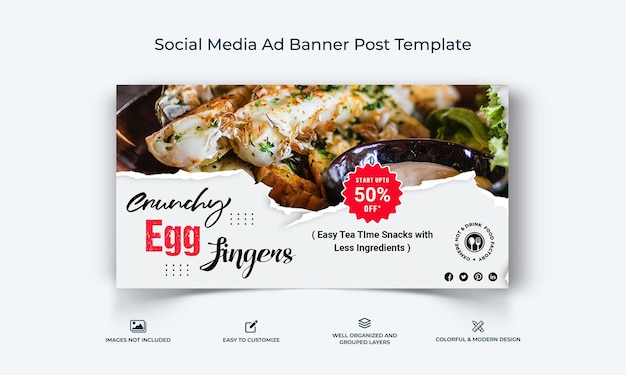 Food and Restaurant social media Facebook Ad banner Post template premium vector