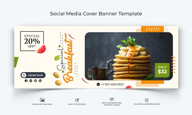 Vector food and restaurant social media facebook cover banner template premium vector