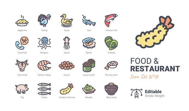 Food & Restaurant vector icons collection