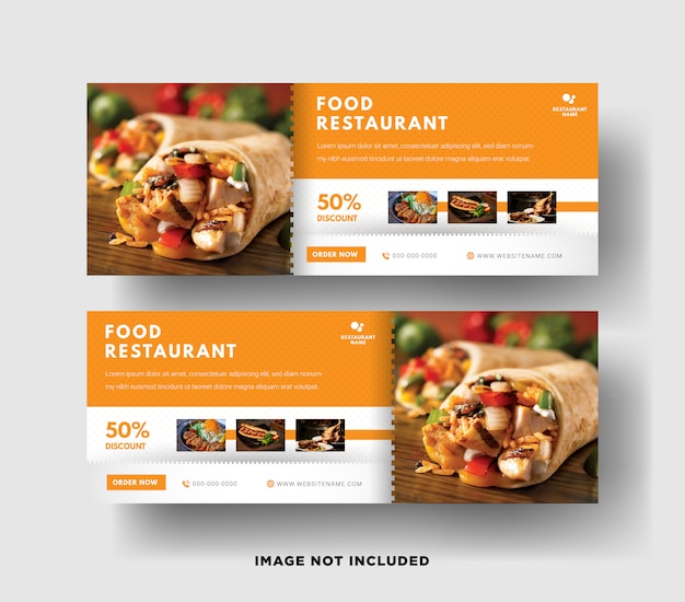 Food restaurant web  banner template with a modern elegant 3d design in yellow