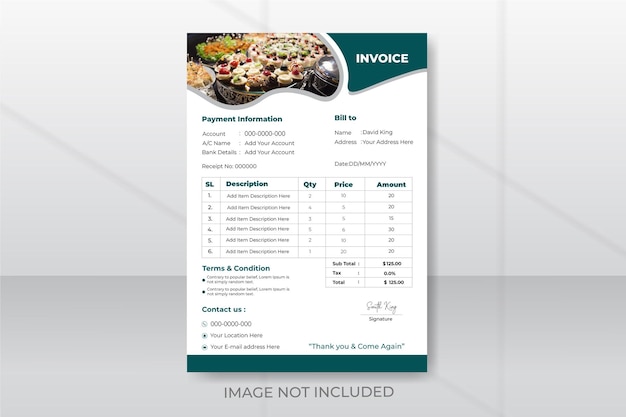 Food And resturant invoice design template