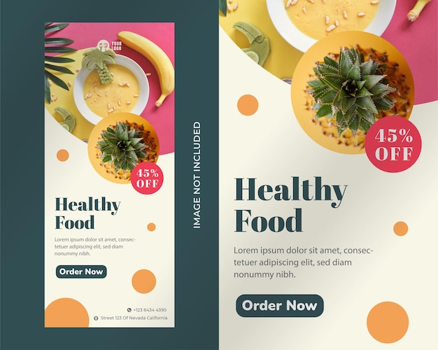 Food roll up banner design template 