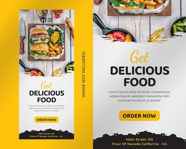 Food roll up banner design template