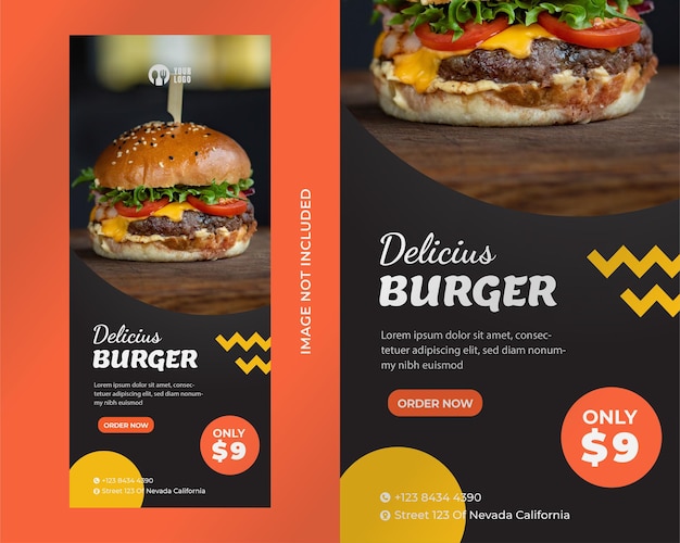 Food roll up banner design template 