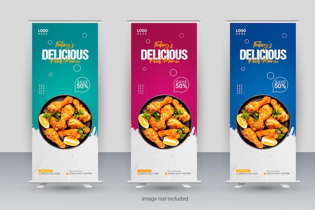 food roll up banner and social media post for restaurant