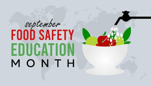 Food Safety education month observed each year during September Vector illustration