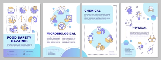 Food safety hazards blue gradient brochure template