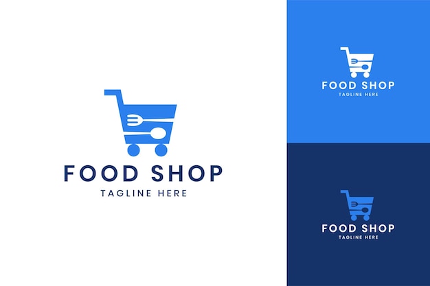 Food shopping negative space logo design