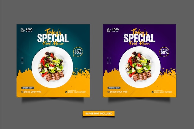 Food social media banner post template design