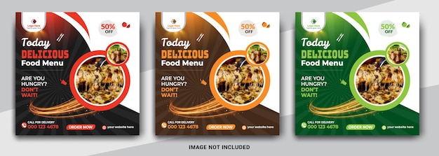 Food social media banner post template and Instagram banner post design template