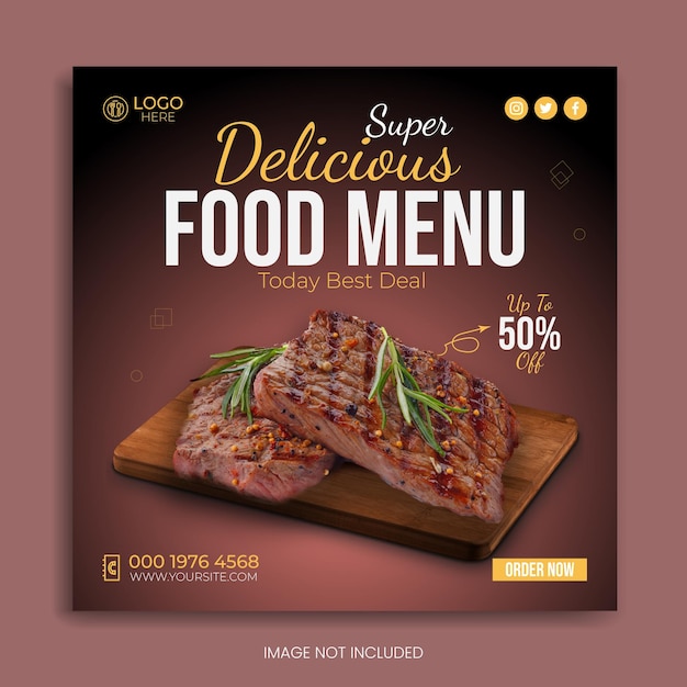 Food social media and Instagram banner post design template