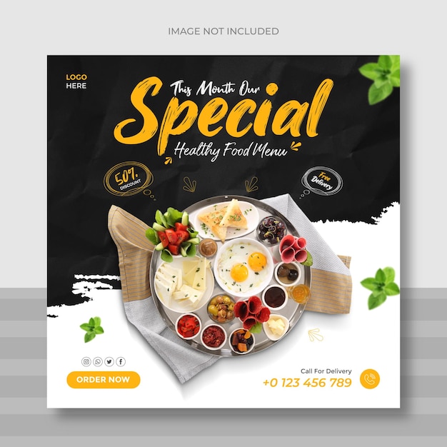 Food social media post banner design template Premium Vector