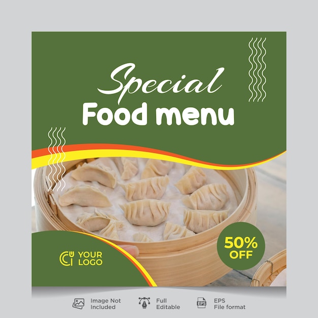 Food social media post banner template