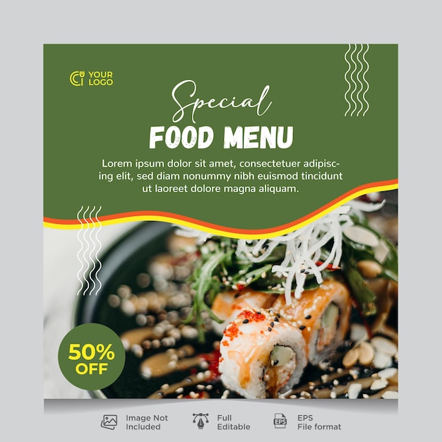 Food social media post banner template