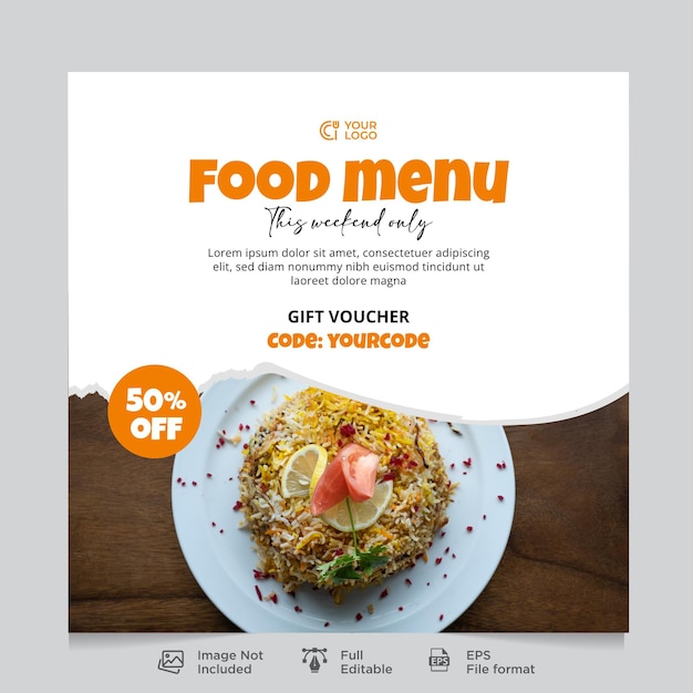 Food social media post banner template