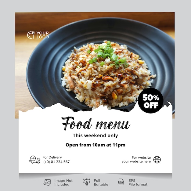 Food social media post banner template